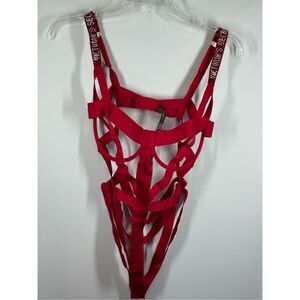 C3 -- Victoria's Secret strappy bondage teddy rhinestone size extra large